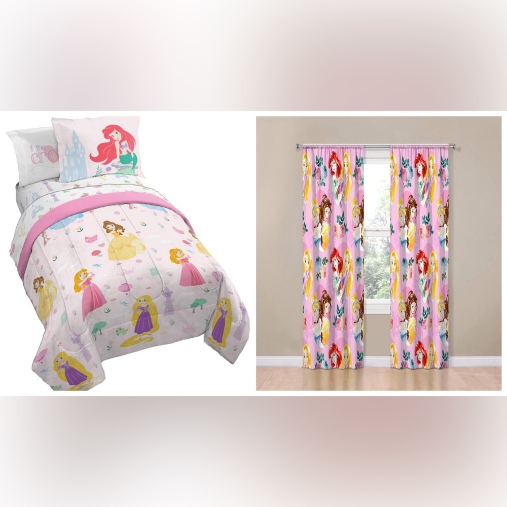 TWIN Disney Princess Bedding Set with Curtains